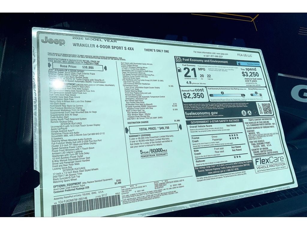 2026 Jeep Wrangler Sport S