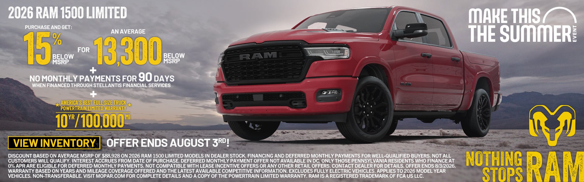 2026 RAM 1500 Limited has 15% offer on MSRP 